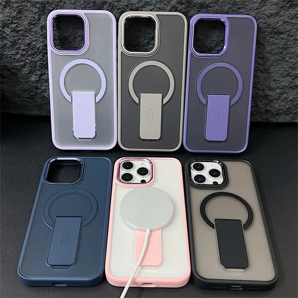 For Magsafe Magnetic Stand Invisible Support Phone Case for iPhone