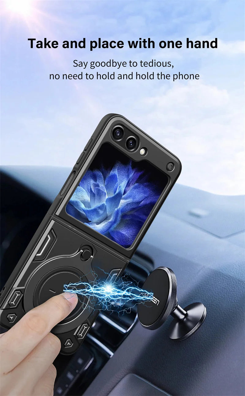 For Samsung Galaxy Z Flip5 Case With Magnetic Car Holder Ring