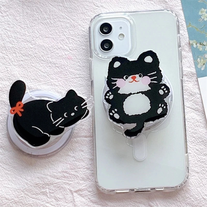 Cute Black Cat For Magsafe Magnetic Phone Griptok Phone Holder Stand