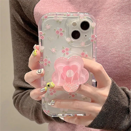 Cute Phone Case For iphone 15 14 12 13 Pro Max Plus Stand Clear Soft Cover