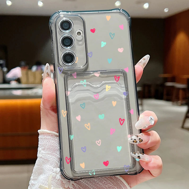 Card Slot Love Heart Case For Samsung Galaxy