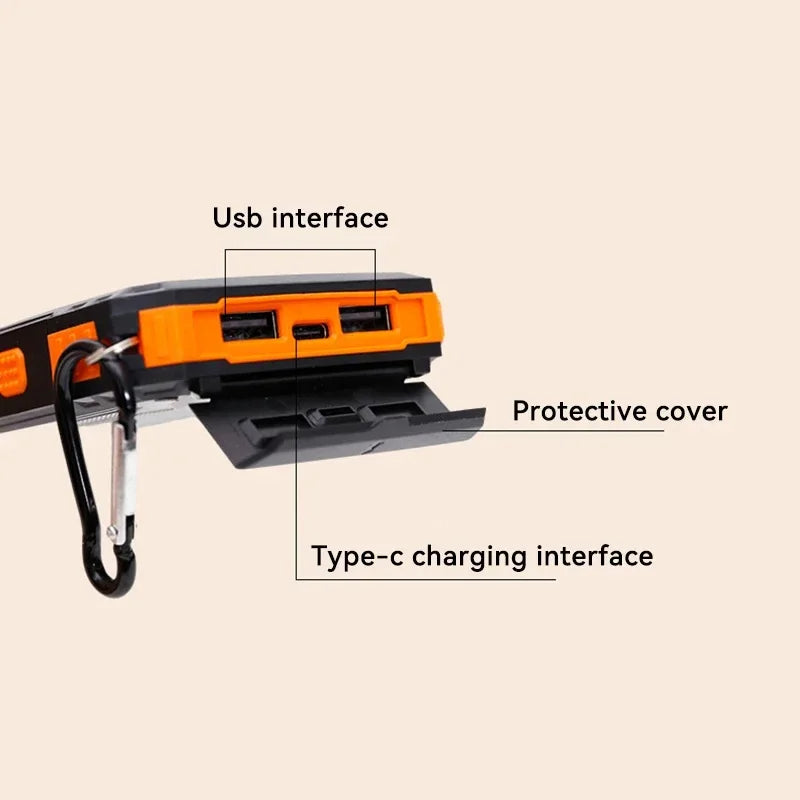 Solar Power Bank Portable Large Capacity Charger Compatible with Fast Charging