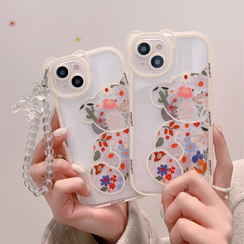 Phone Chain Silicone Case for iphone 14 13 12 Pro Max Clear Soft Cover