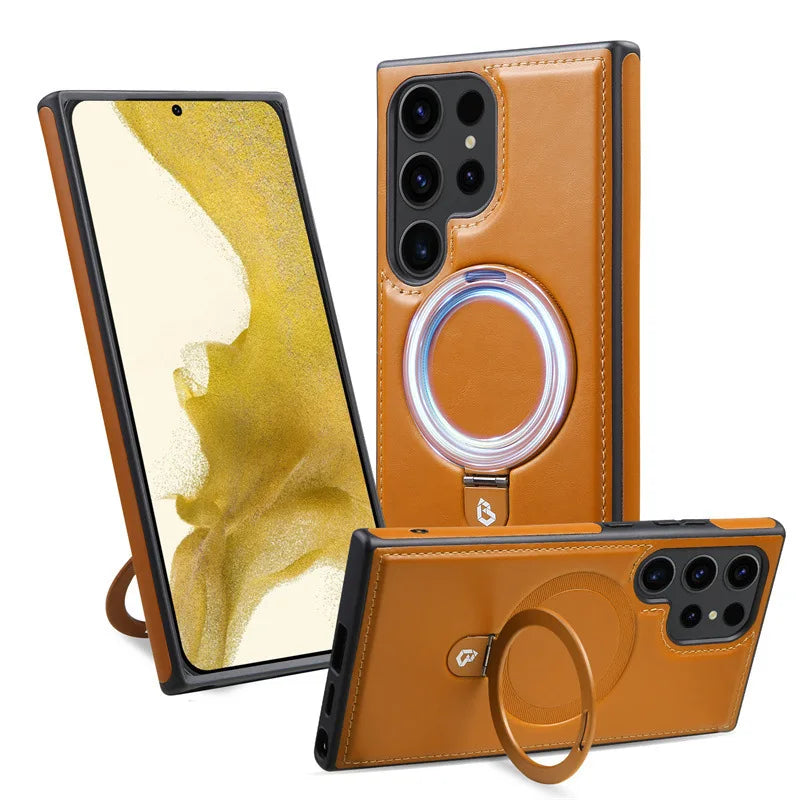 Magnetic Bracket Leather Phone Case\