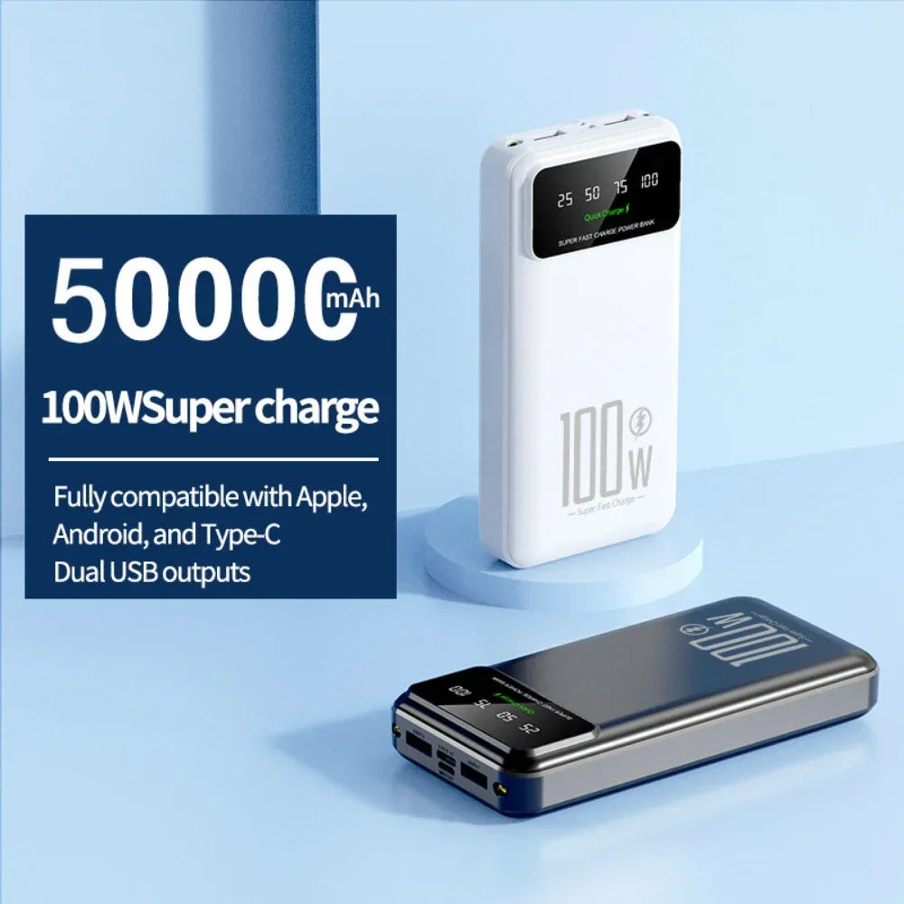 High Capacity 100W Fast Charging Power Bank Portable Charger Battery Pack Powerbank