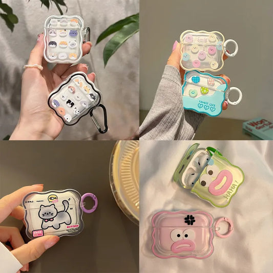 Cartoon Headphone Cover For Airpods 1 2 3 Earphone Case For Airpod Pro 2nd Keyring