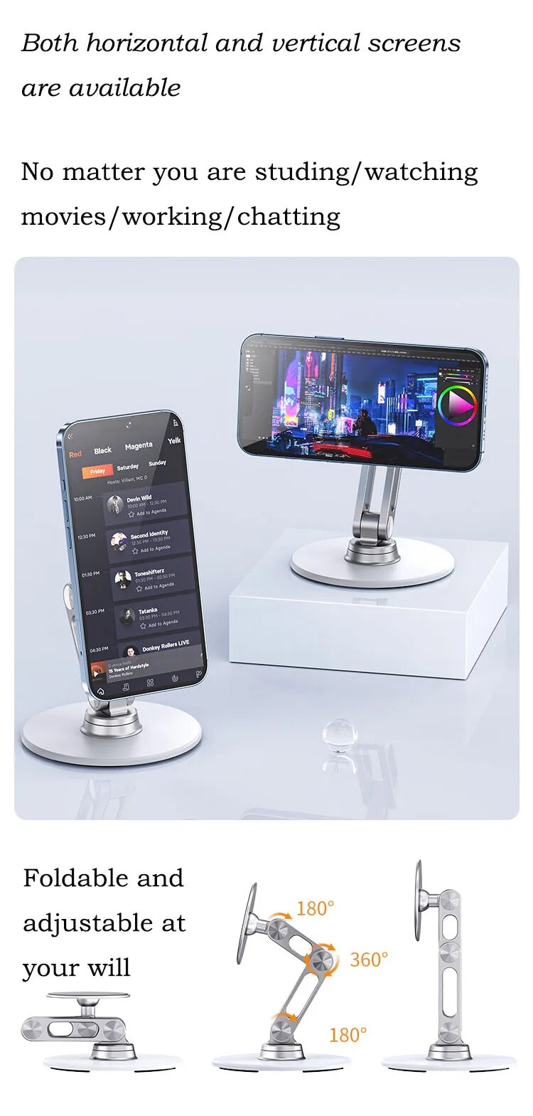 Stand Metal Rotating Smartphone Holder Moible Phone Bracket for iPhone Samsung