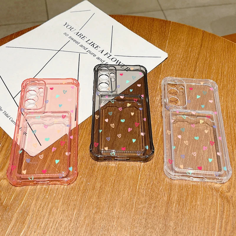 Card Slot Love Heart Case For Samsung Galaxy