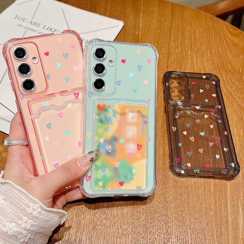 Card Slot Love Heart Case For Samsung Galaxy