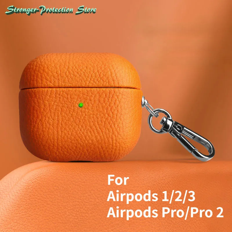 Leather AirPods Pro 2 Case AirPods 1 2 3 cover with buckle
