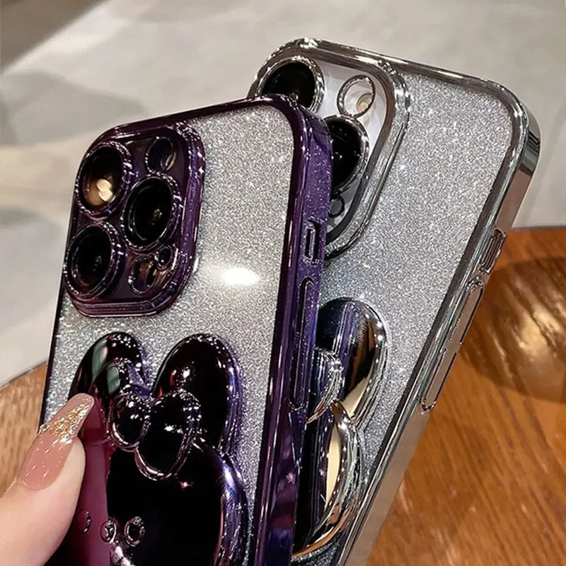 Glitter Mirror Rabbit Stand Holder Case