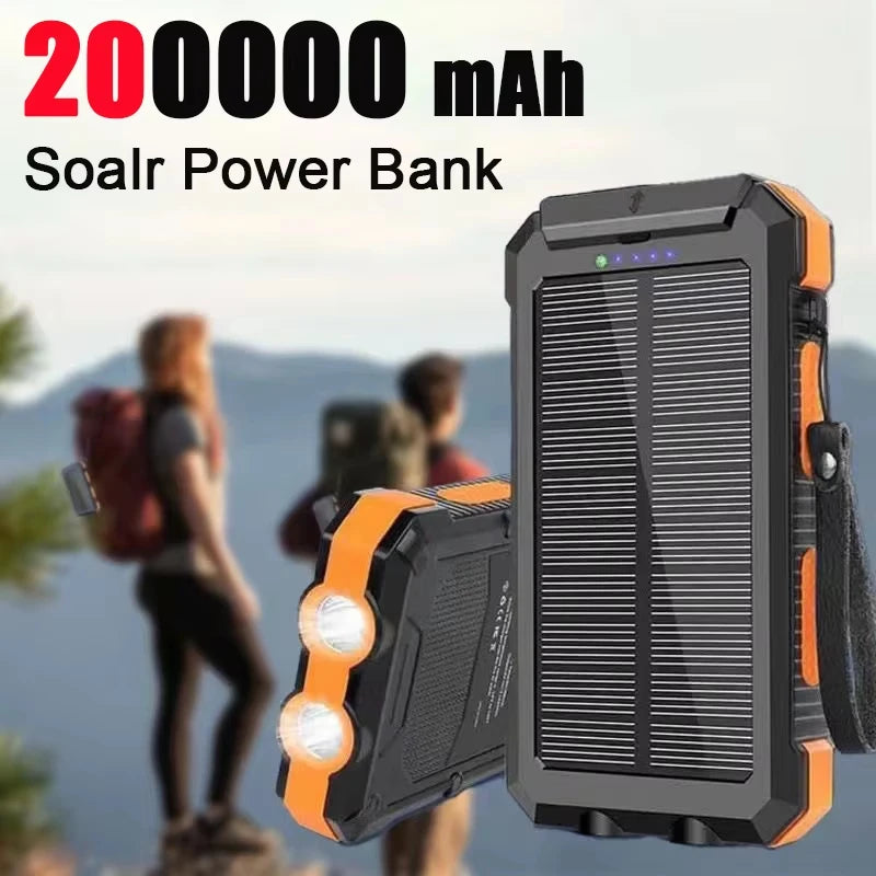 Solar Power Bank Portable Large Capacity Charger Compatible with Fast Charging