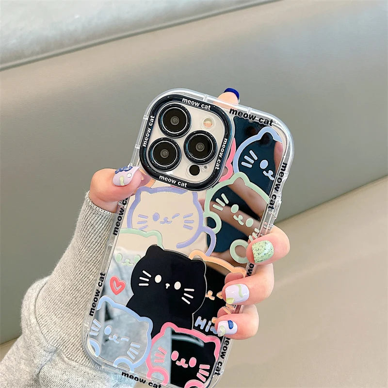 Cute Cat Phone Case For iPhone 14 13 12 15 Pro Max Soft Bumper