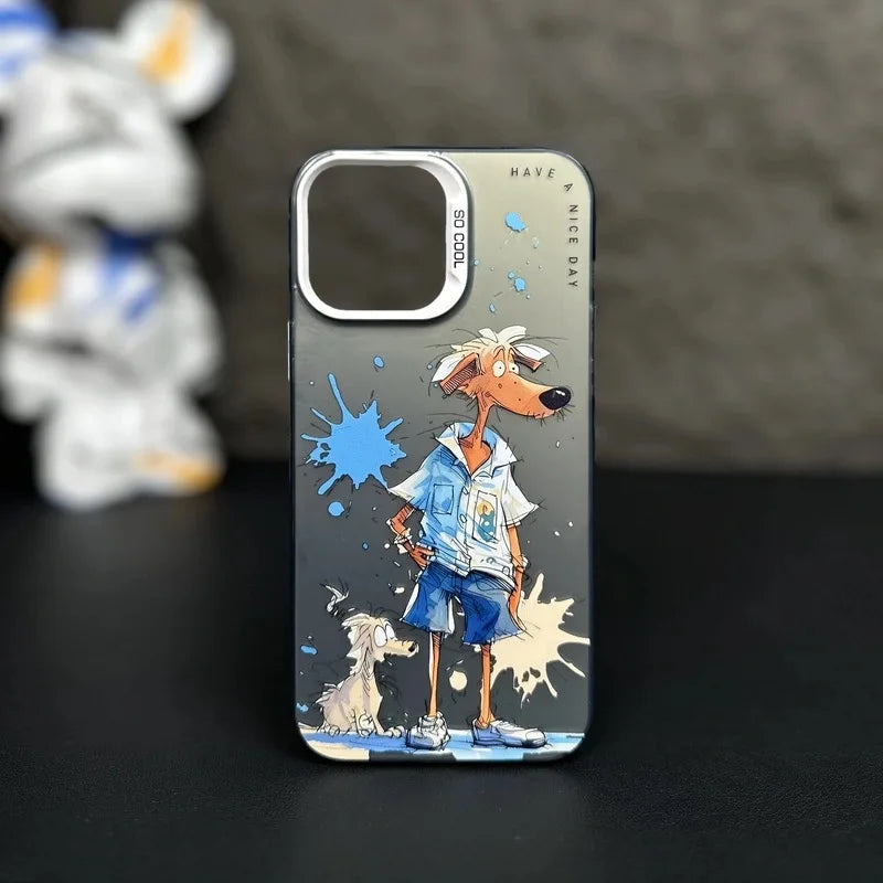 iPhone13 15 14 Pro Max Fashion iPhone Case Cartoon Animal Pattern Matte