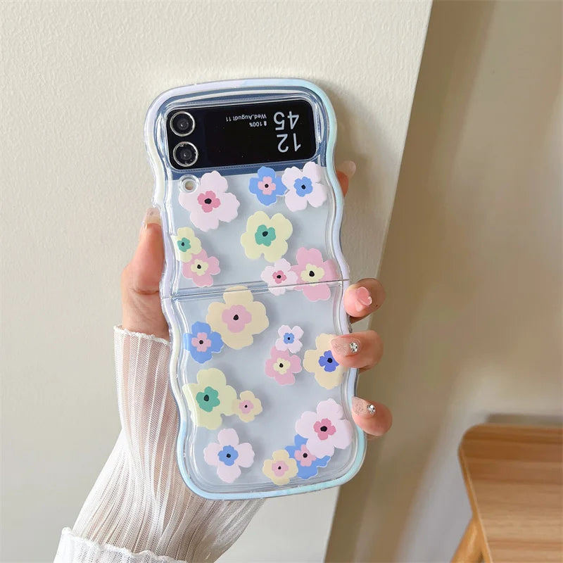 For Samsung Galaxy Z Flip 5 4 3 Phone Cases Cute Wave Soft Cover