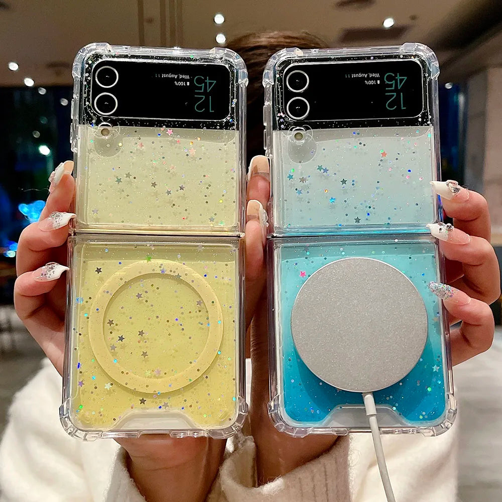 For Samsung Z Flip Magsafe Glitter Folding Phone Case