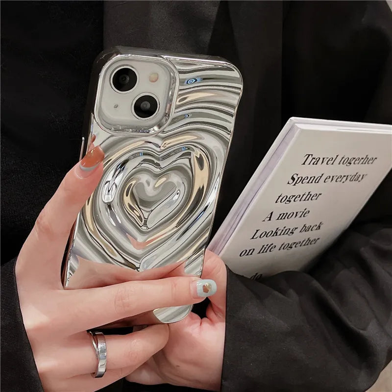 Heart Phone Case for iPhone 15 14 13 Pro Max Soft Silicone Covers