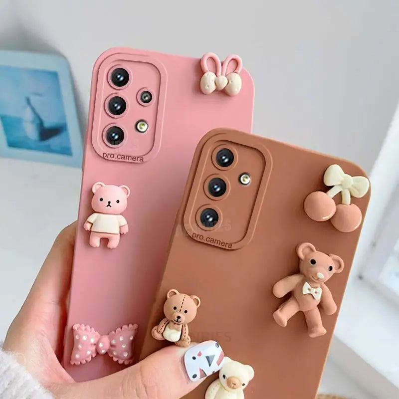 Cute 3D Bears Silicone Case For Samsung Galaxy Back Cover