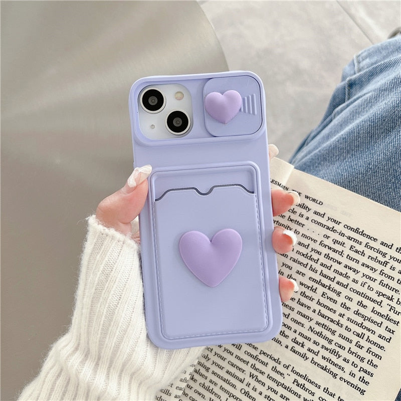 CuteSilicone Wallet Card Case For iPhone 14 13 12 Pro Max Plus Cover