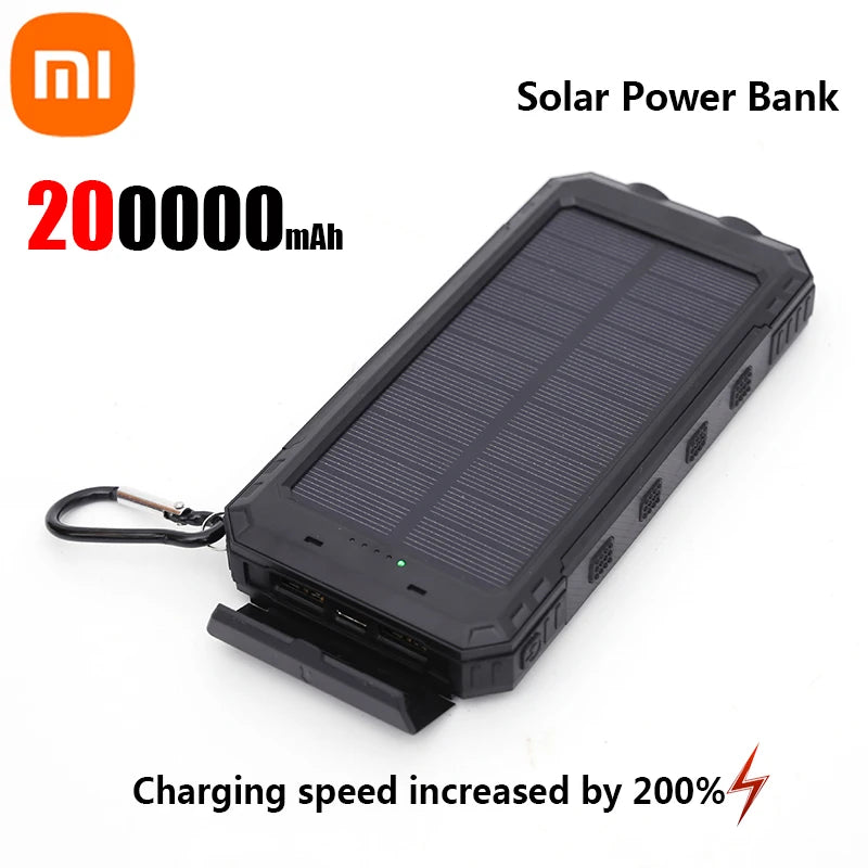 200000mAh Solar Power Bank Portable Large Capacity Charger Compatible with Fast Charging