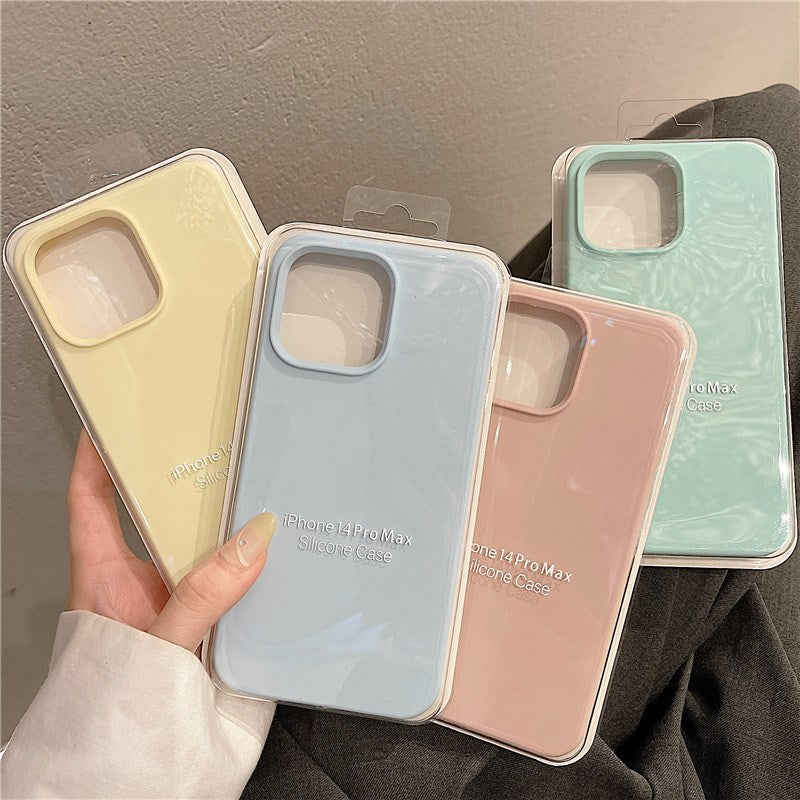 Liquid Silicone Case For iPhone 15 14 13 12 Pro Max 14 Plus Shockproof Soft Cover