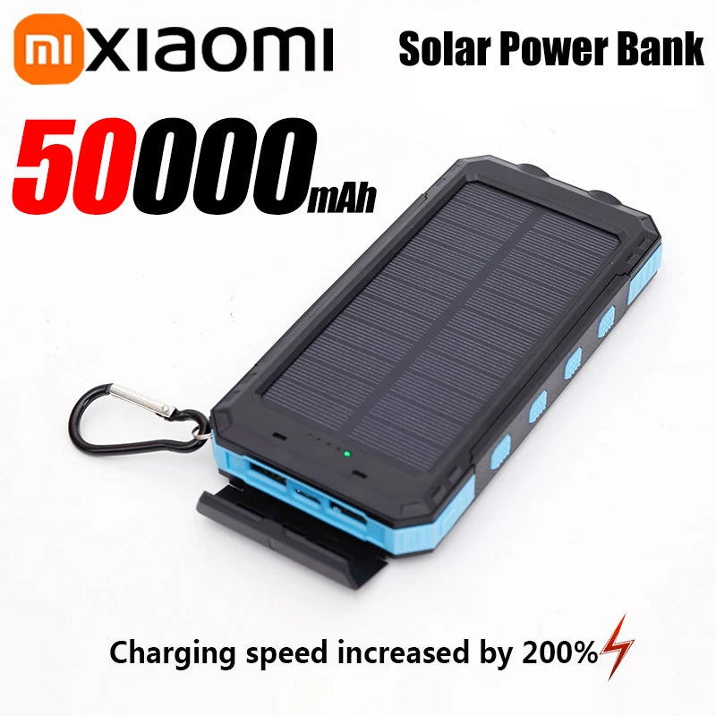 Solar Power Bank Portable Large Capacity Charger Compatible with Fast Charging