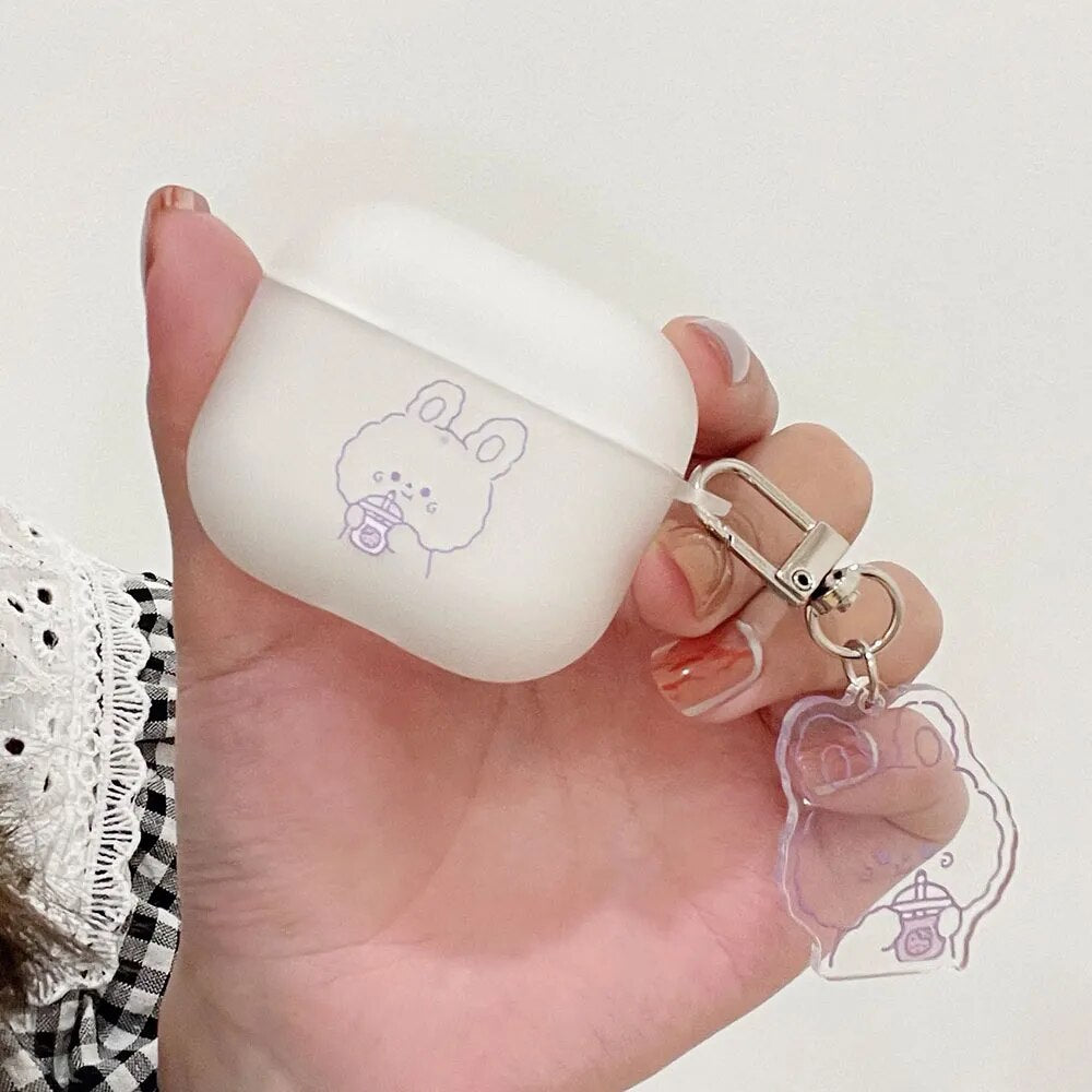 Case for AirPods 3 2 Soft Cute Cover For AirPods Pro Headset Cases with Keyring