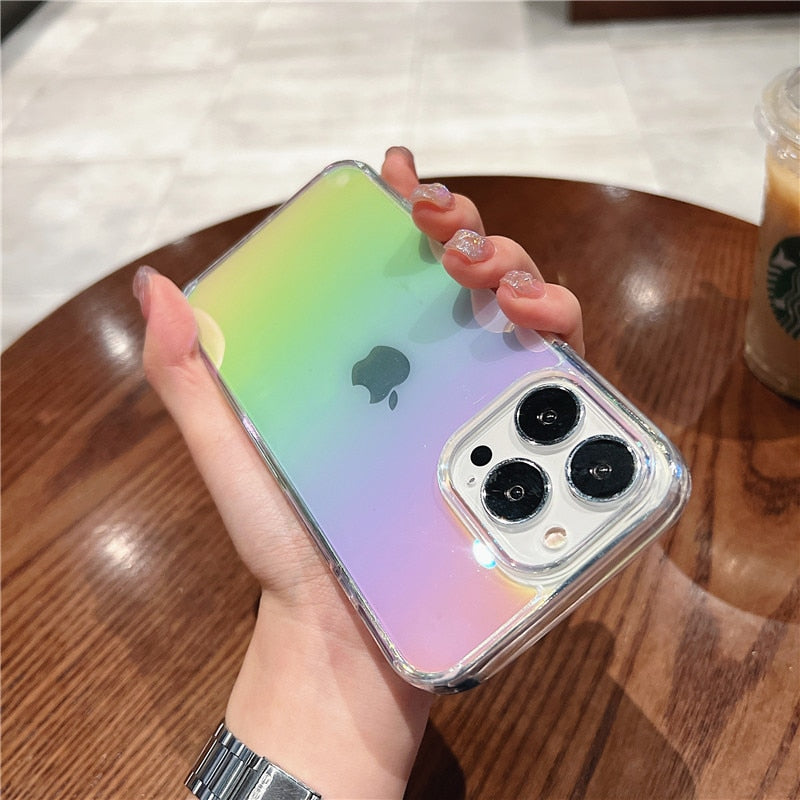 Luxury Rainbow Phone Case For iPhone 15 14 13 12 Pro Max Plus Clear Cover