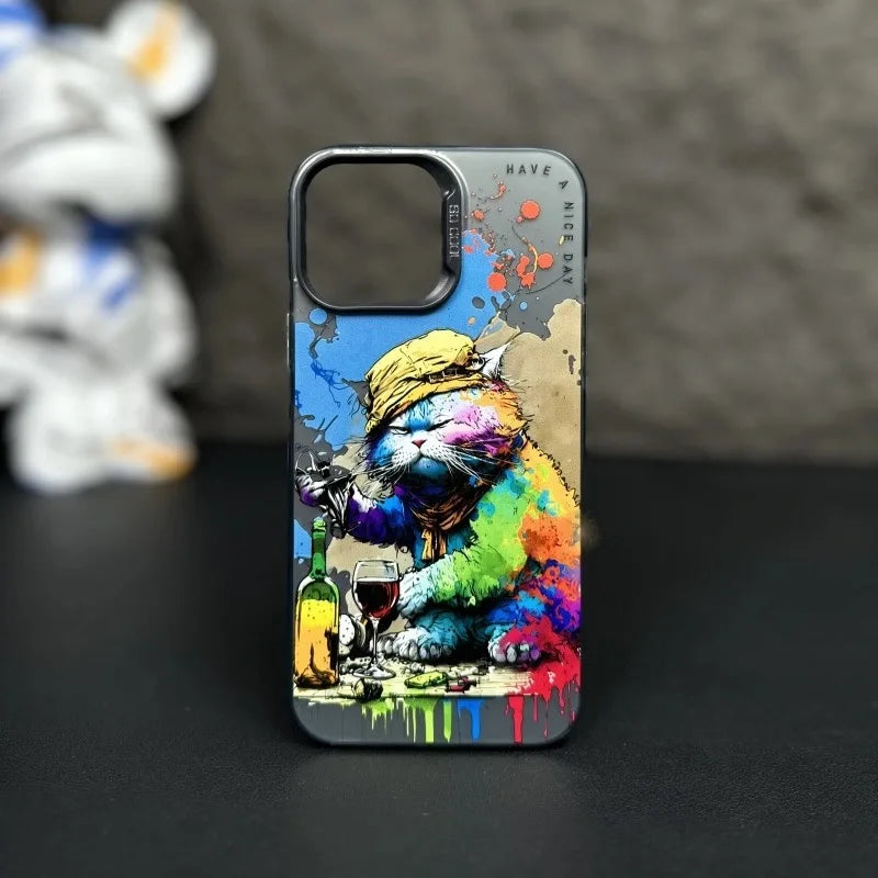 iPhone13 15 14 Pro Max Fashion iPhone Case Cartoon Animal Pattern Matte