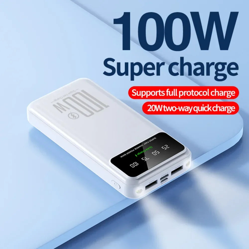 High Capacity 100W Fast Charging Power Bank Portable Charger Battery Pack Powerbank