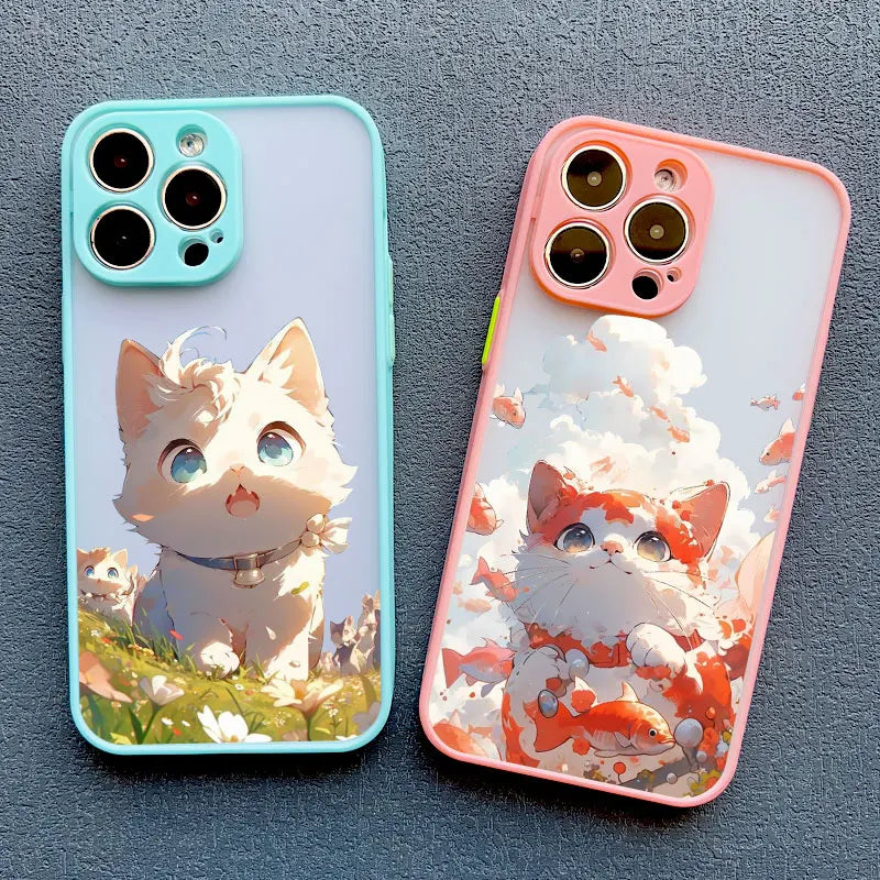 Phone Case For iPhone 13 12 Pro Max 15 14 Pro Max Plus Cute Cat Covers