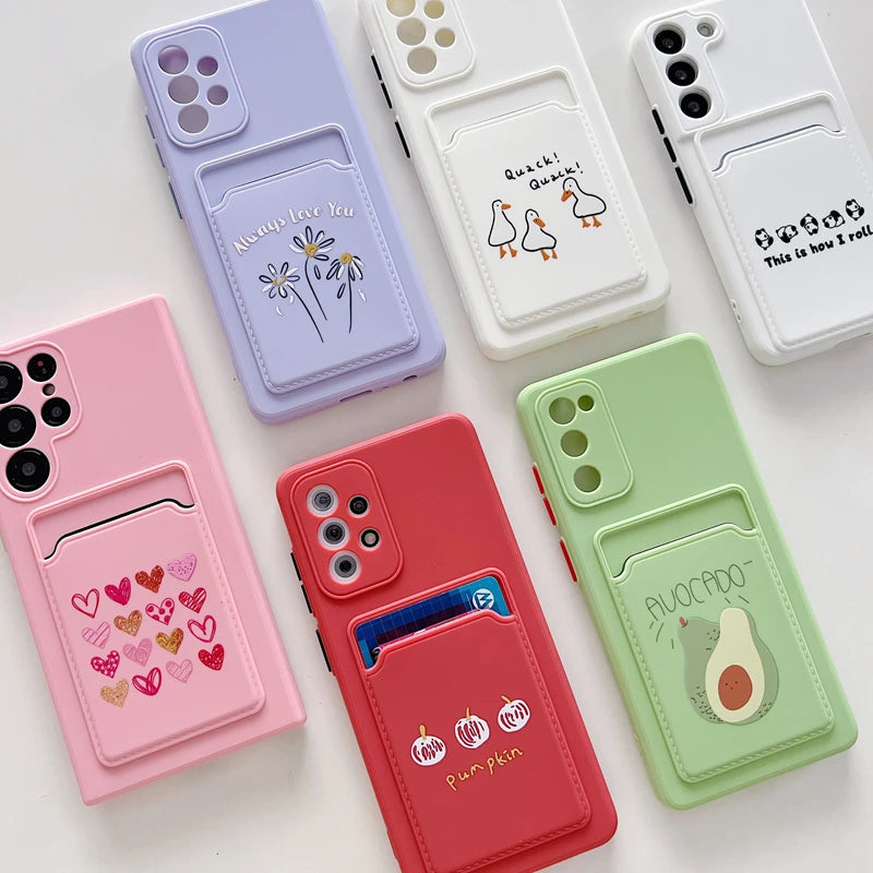 Card Slot Holder Phone Case For Samsung Galaxy S22 S20 S21 Plus Ultra S20