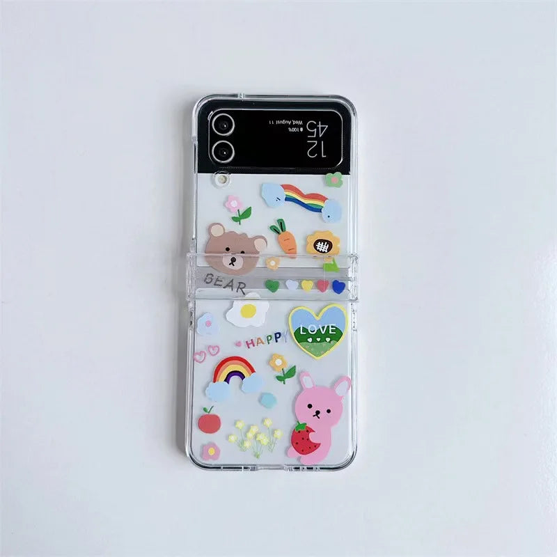 Cartoon Bracelet Phone Case For Samsung Galalxy Z Flip 3 4 5 Cover