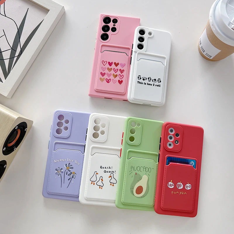 Card Slot Holder Phone Case For Samsung Galaxy S22 S20 S21 Plus Ultra S20