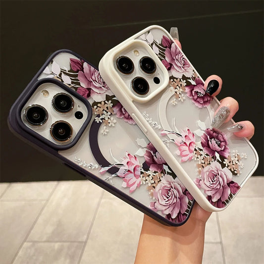 Flowers Magsafe Case For iPhone 15 12 13 14 Pro Max Cover