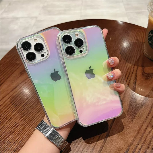 Luxury Rainbow Phone Case For iPhone 15 14 13 12 Pro Max Plus Clear Cover