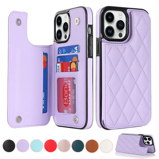 iPhone 15 14 13 12 Wallet Double Button Card Flip Leather Case